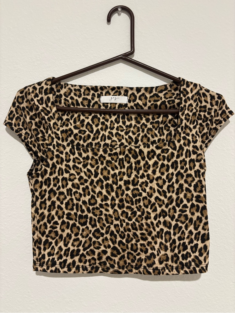 gaze Leopard Print Crop Top in Tan and Black